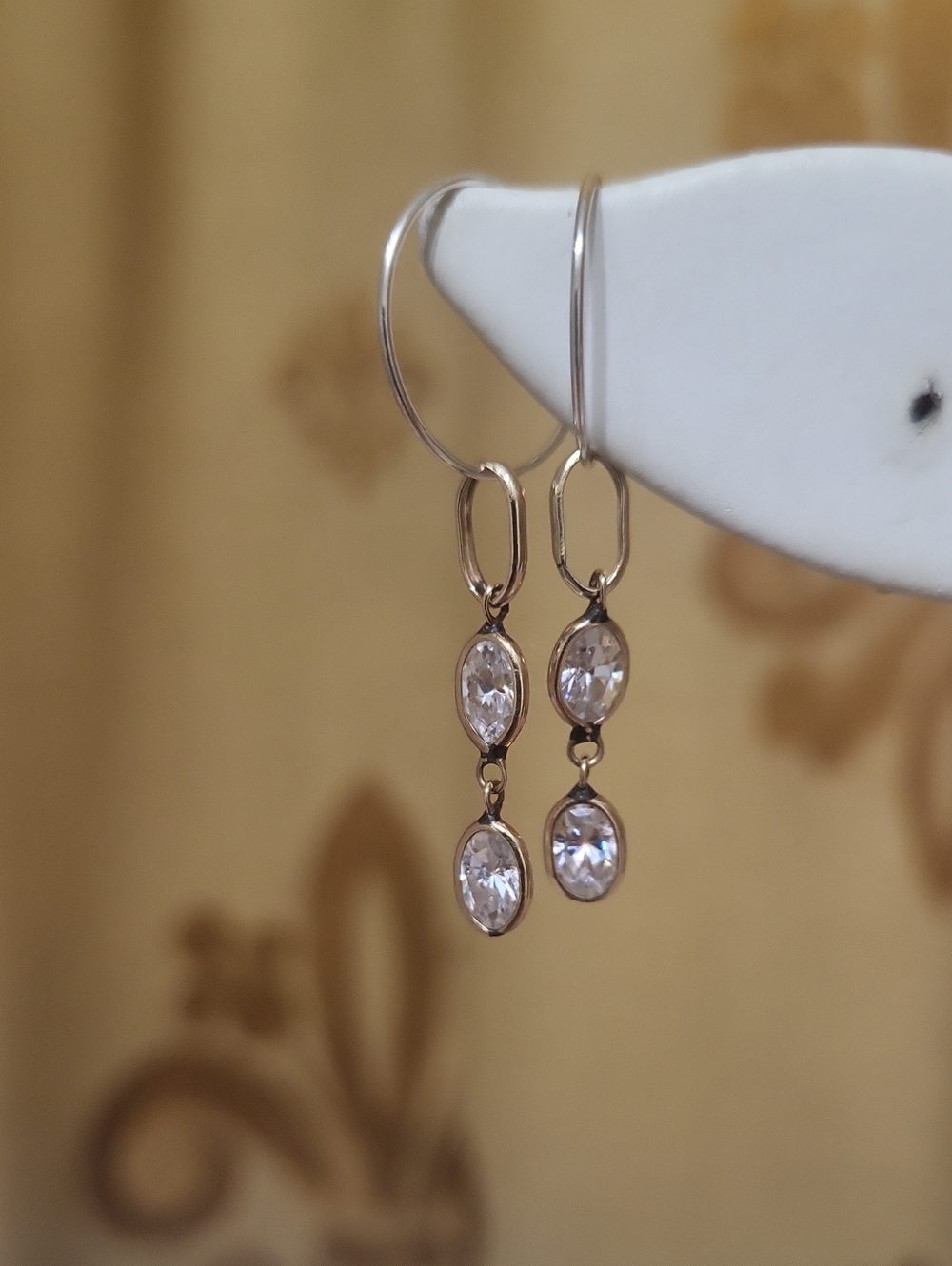 Vtg 1980 14Kt. Gold Cubic Drop Earrings Italy